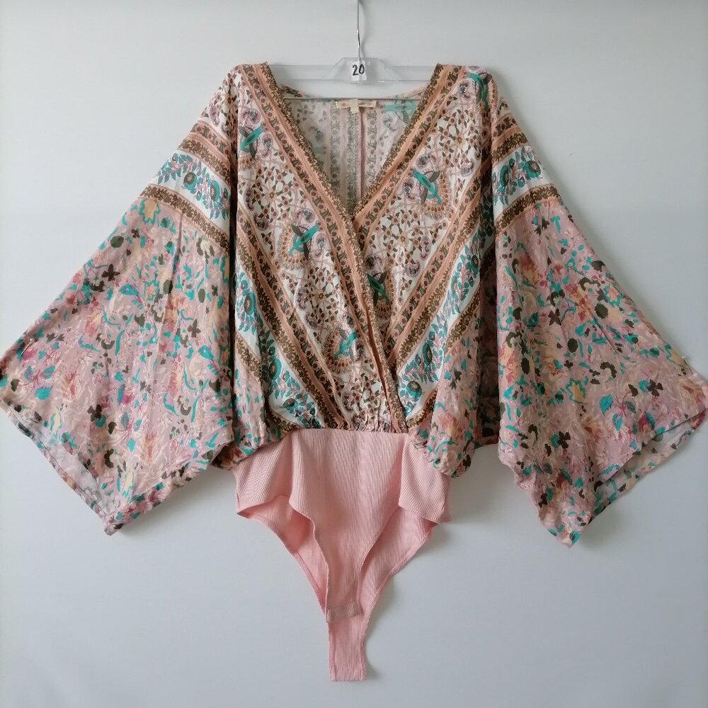 Magnolia Boutique Womens Multicolor Kimono Sleeve V Neck Swimwear Size S
